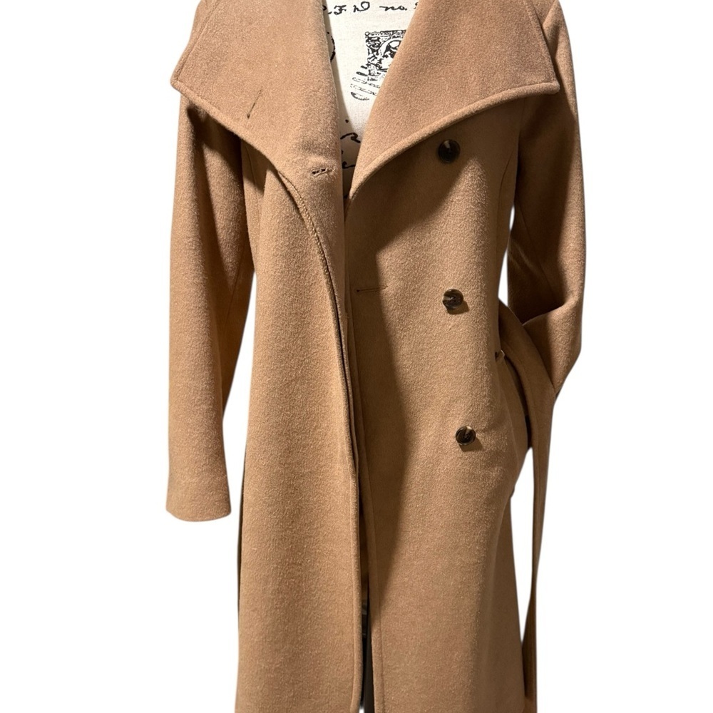 Michael Kors Camel Coat Wool Blend Classic Silhouette Lined Pockets Size Large - Picture 3 of 9